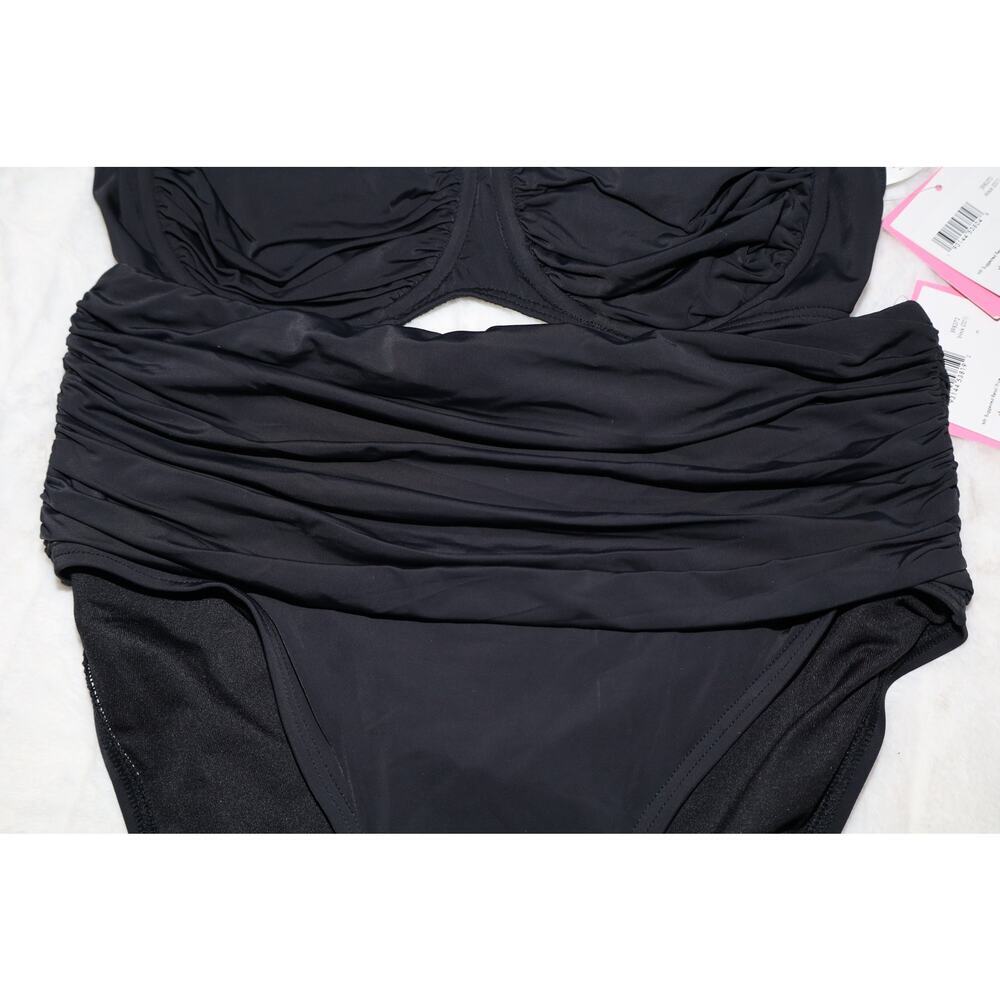 Kate Spade Women's Ruched High-waist Bikini Bottoms In Black - Picture 4 of 6